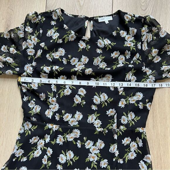 ASOS Emory Park Dark Ditzy Floral Print Maxi Dress Size Large Long Sleeve - Picture 7 of 14